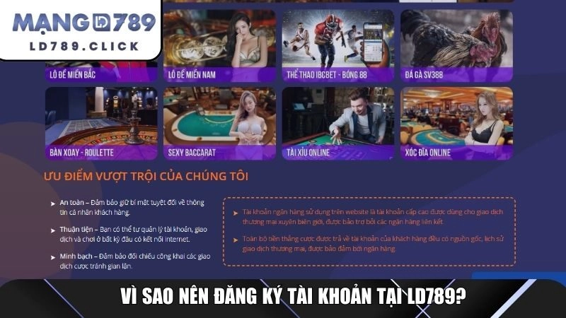 Vì sao nên đăng ký tài khoản tại LD789?