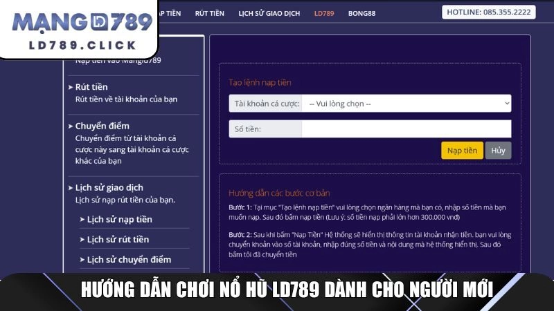 Hướng dẫn chơi nổ hũ LD789 dành cho người mới