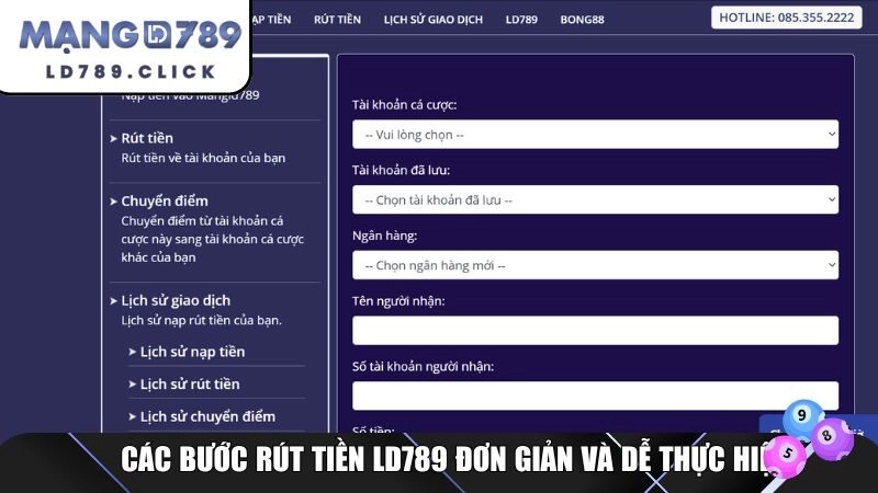 Các bước rút tiền LD789 đơn giản và dễ thực hiện
